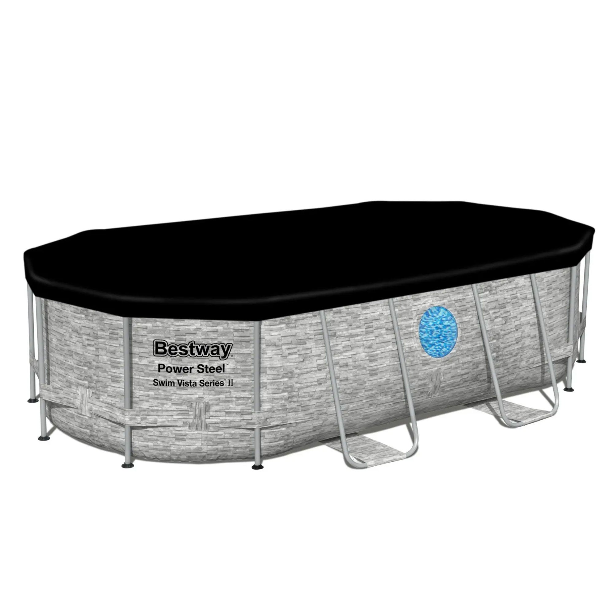 Bestway 14 x 8 x 3.3 Foot Power Swim Vista Pool Set with Pump and Cleaning Kit - VMInnovations