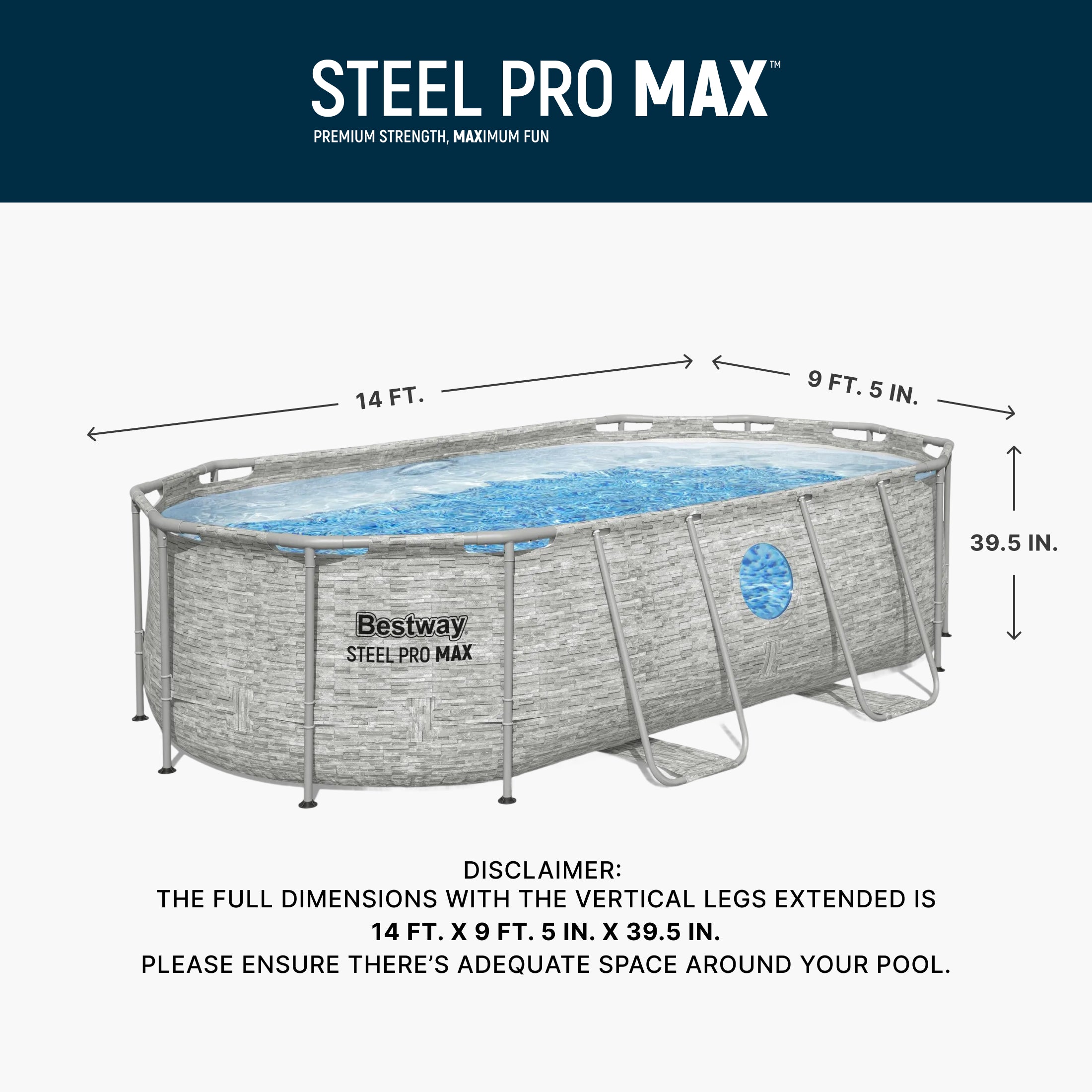 Bestway Power Steel Swim Vista 14 x 8 x 3.3 Foot Pool Set with Pump (Used) - VMInnovations