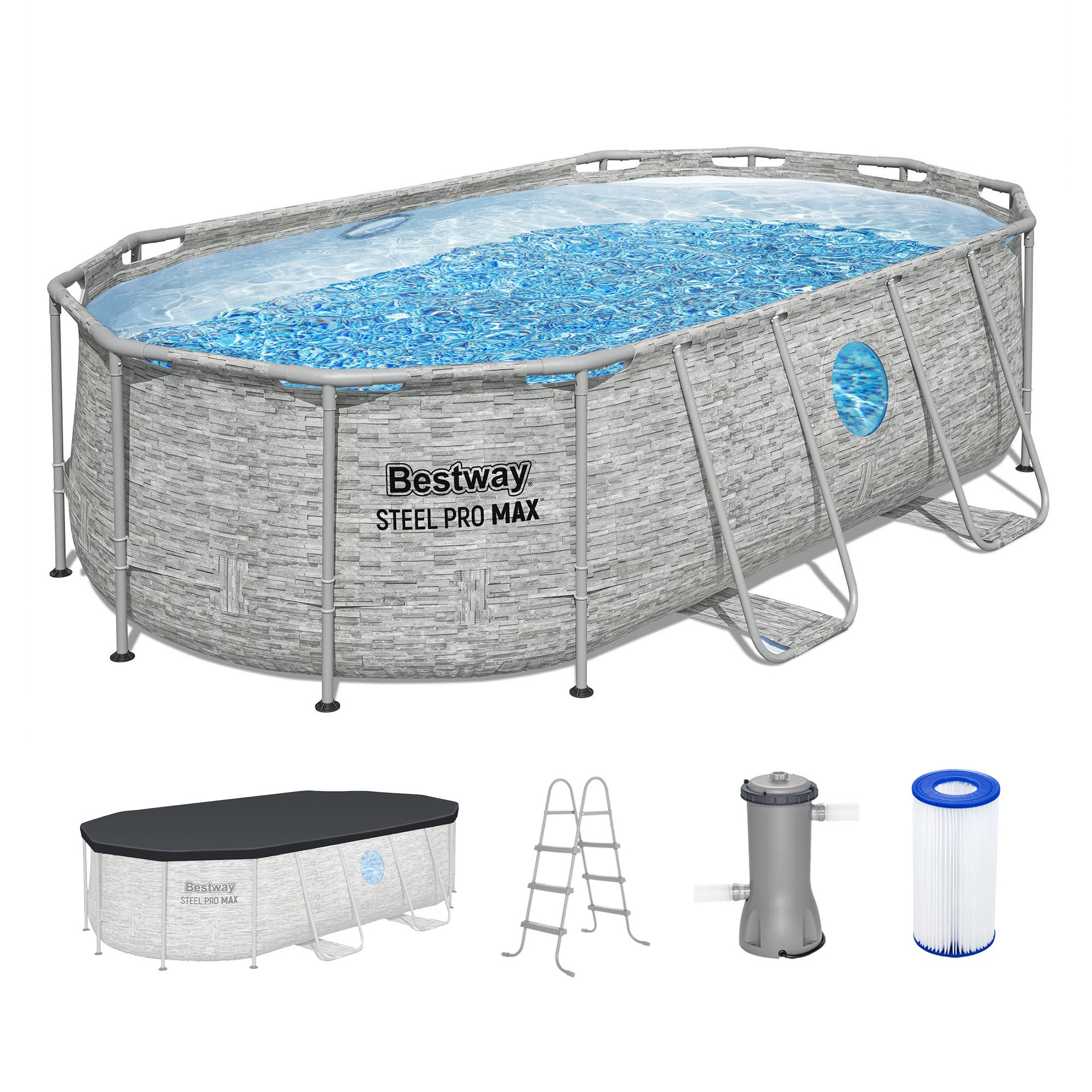 Bestway Power Steel Swim 14'x8'2"x39.5" Above Ground Swimming Pool Set(Open Box) - VMInnovations