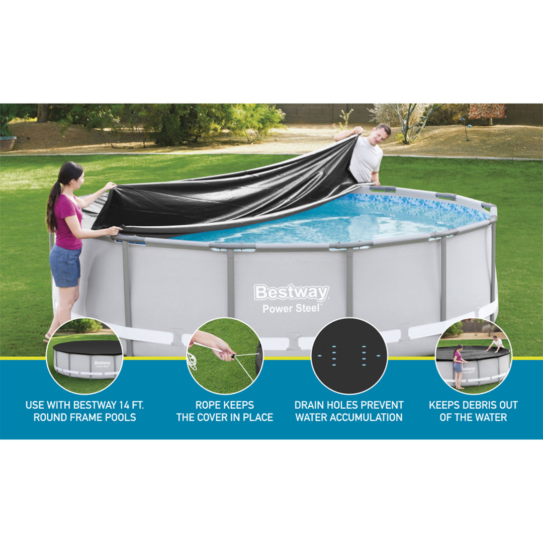 Bestway Flowclear Round 14' Pool Cover for Above Ground Frame Pools (Cover Only) - VMInnovations