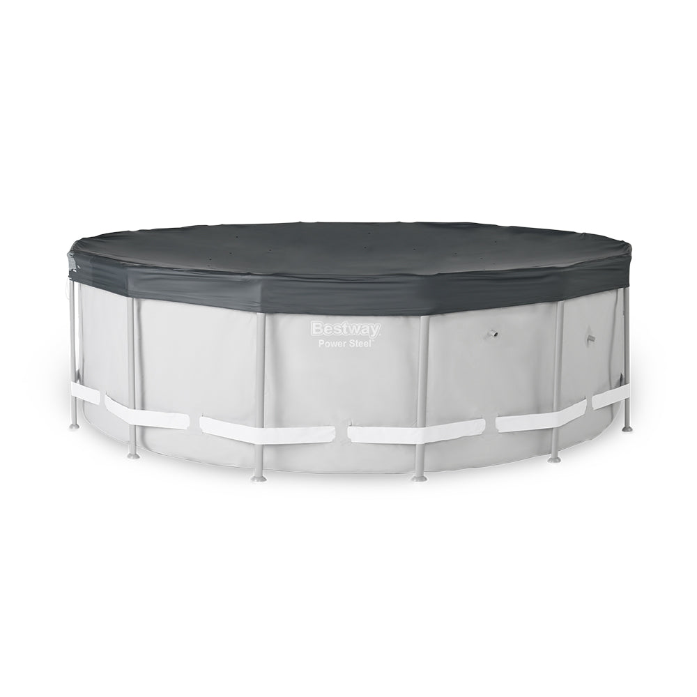 Bestway Round PVC 14 Foot Pool Cover for Above Ground Pro Frame Pools (Open Box) - VMInnovations