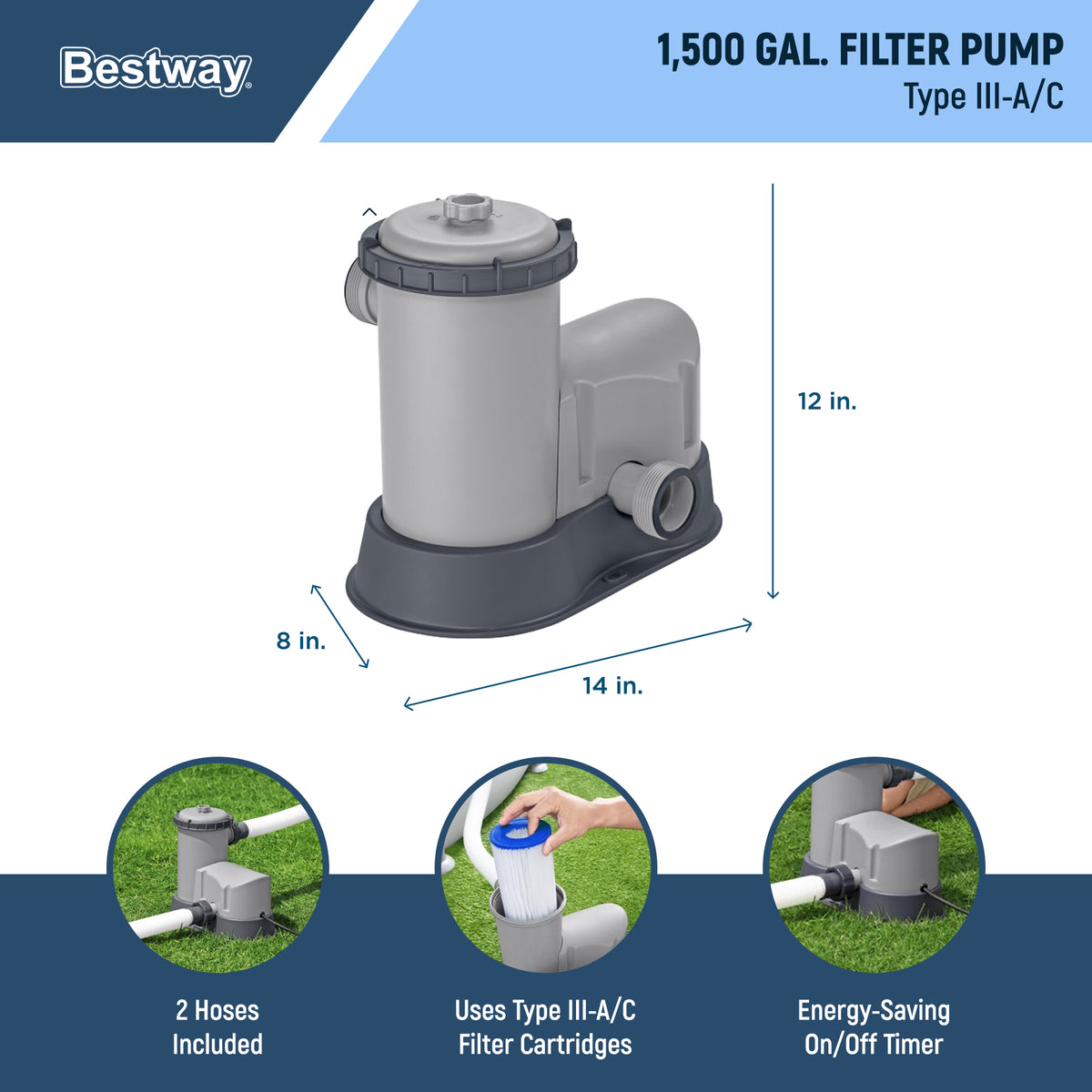 Bestway Power Steel Swim Vista 16ft x4ft Metal Frame Swimming Pool Set & Pump
