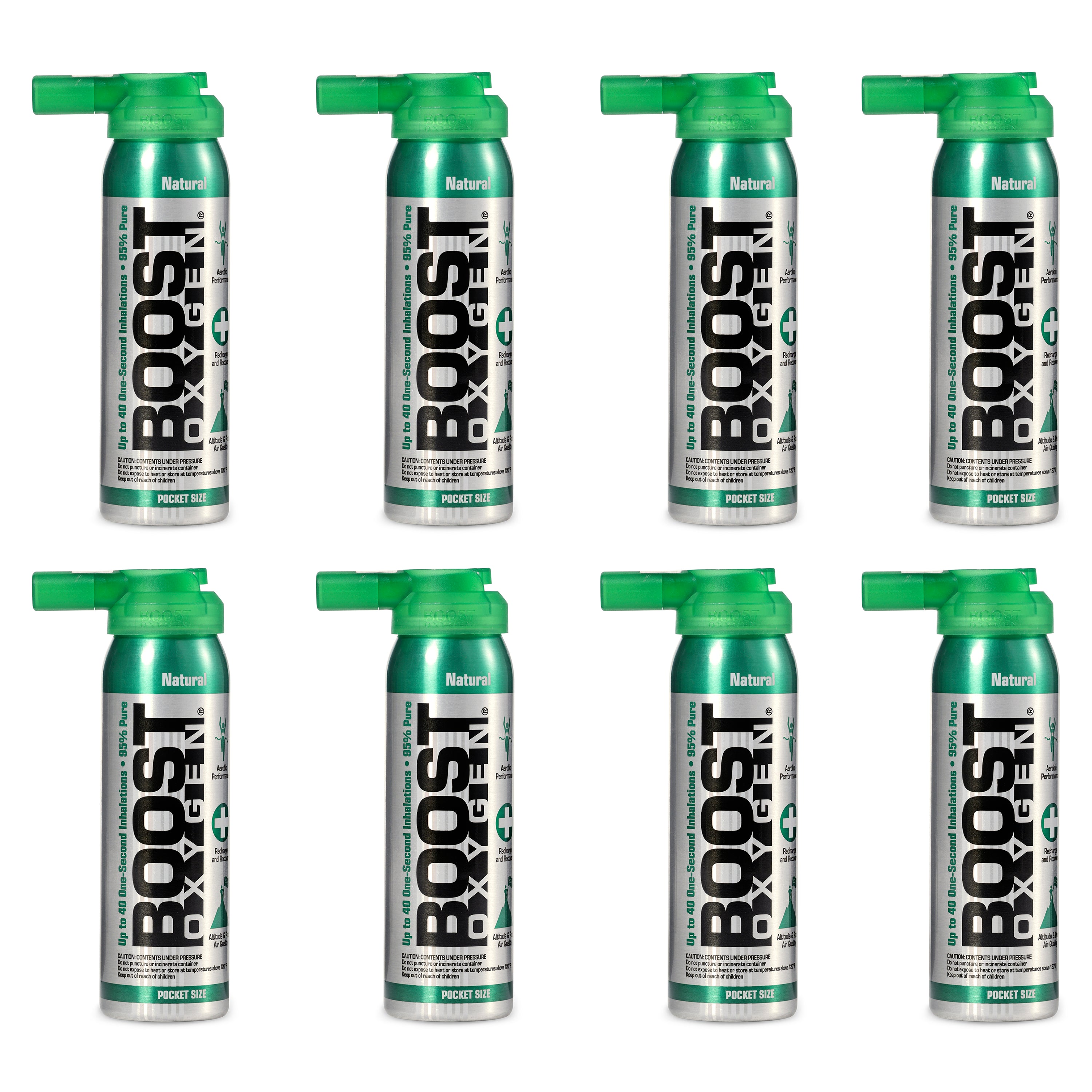 Boost Oxygen Canned 2-Liter Natural Inhaler Canister Bottle, Flavorless (8 Pack) - VMInnovations