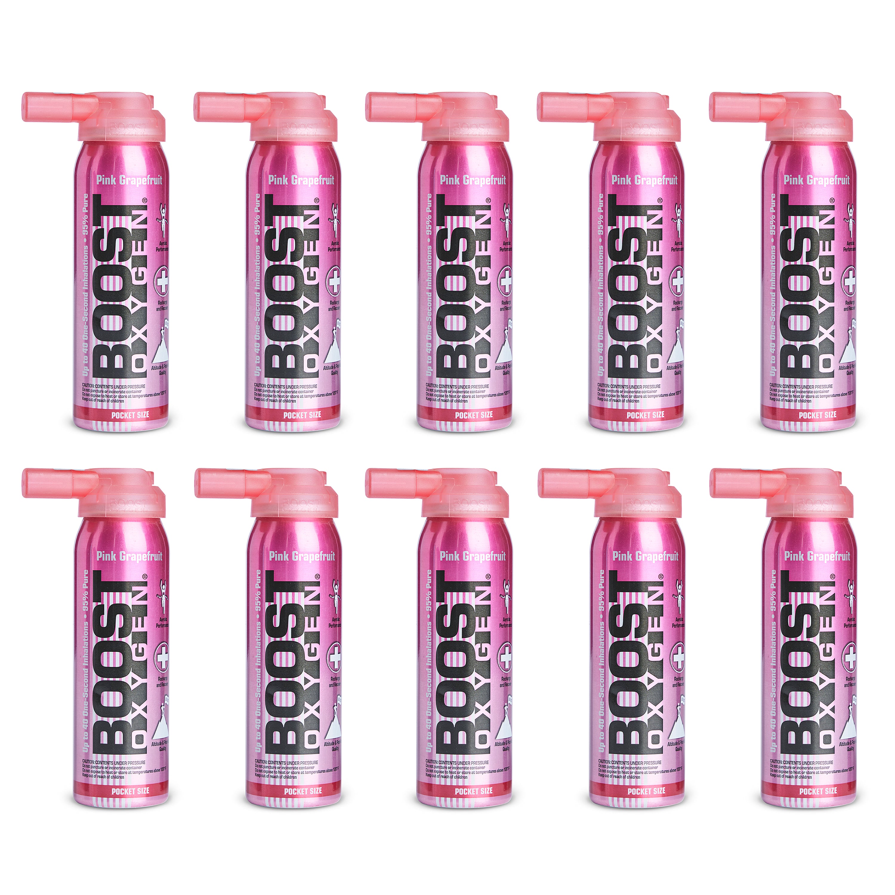 Boost Oxygen Pink Grapefruit Portable Oxygen Pocket Size (10 pack)