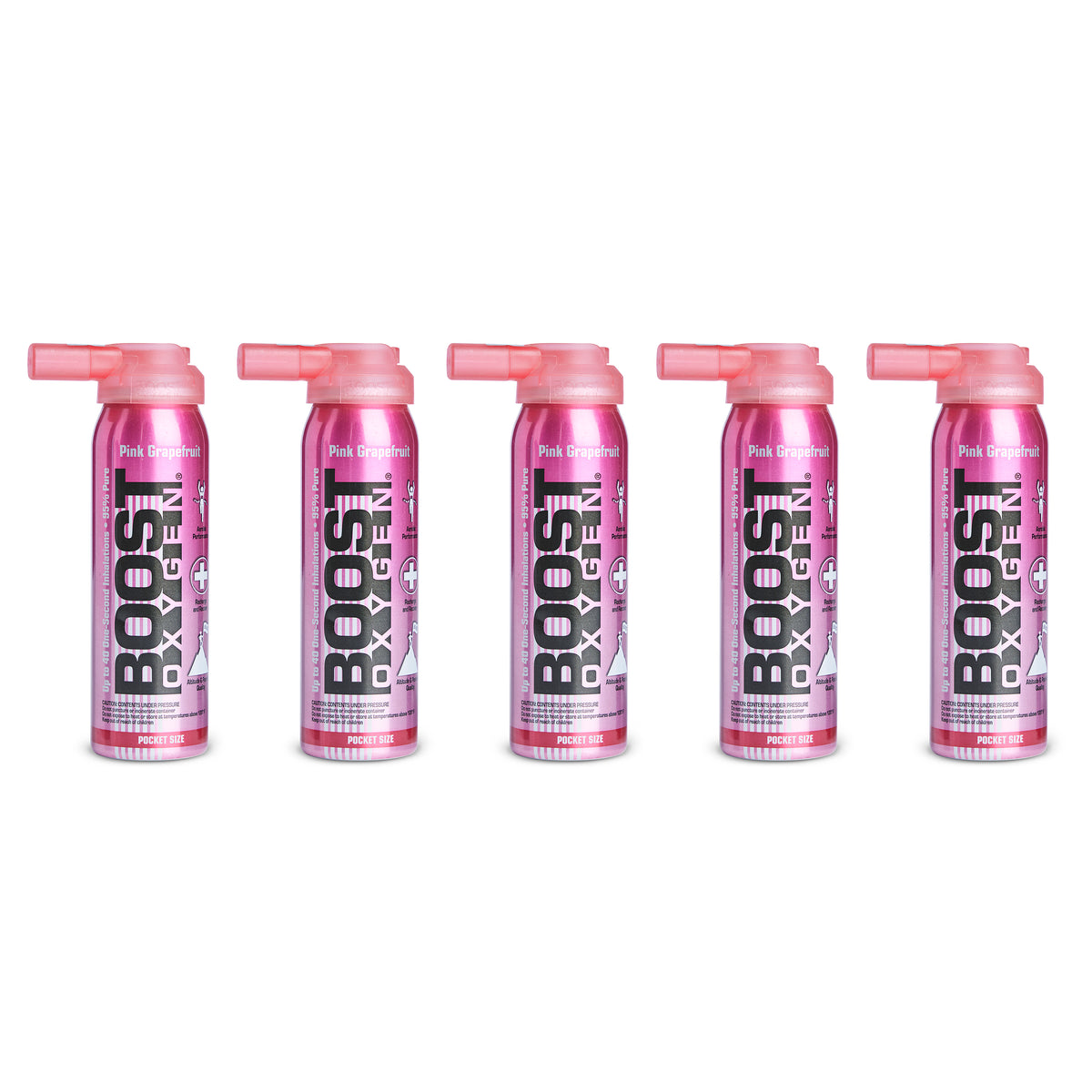 Boost Oxygen Pink Grapefruit Portable Oxygen Pocket Size (5 pack)