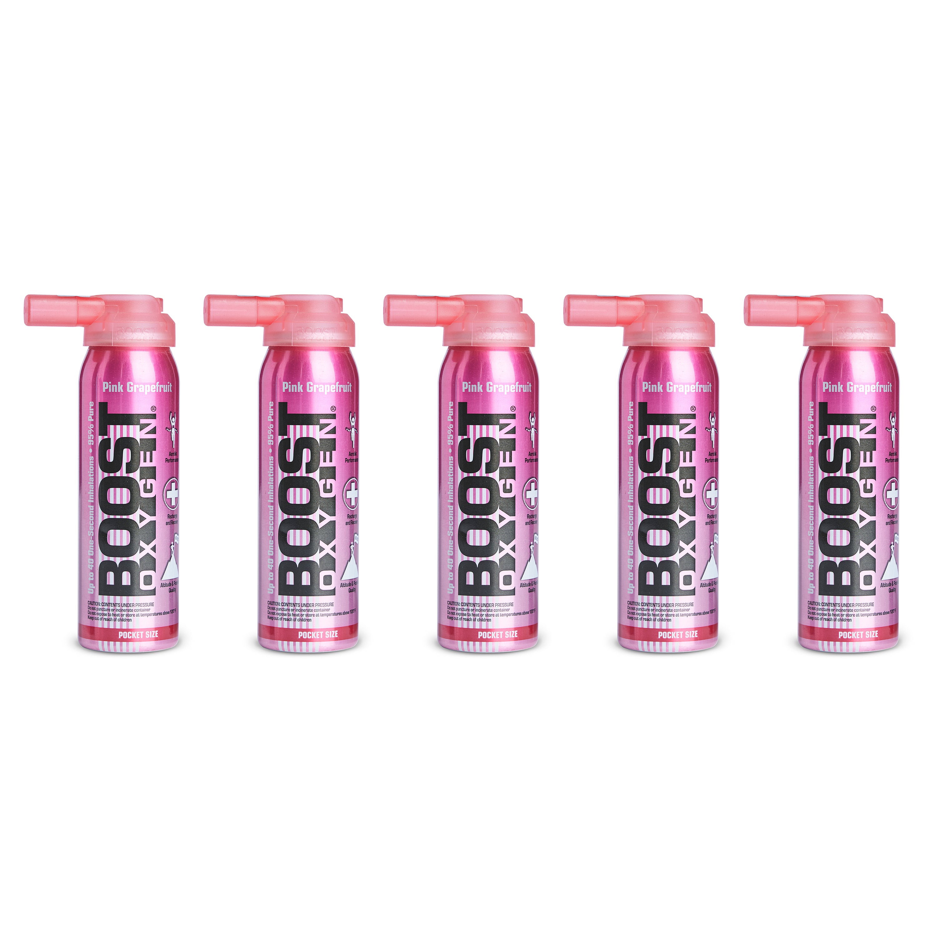 Boost Oxygen Pink Grapefruit Portable Oxygen Pocket Size (5 pack)