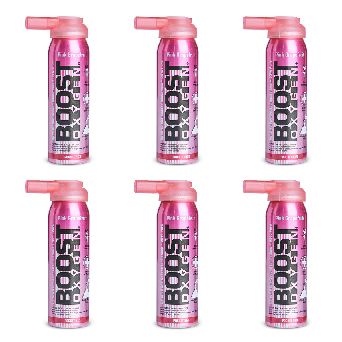 Boost Oxygen Canned 2-Liter Natural Oxygen Canister, Pink Grapefruit (6 Pack)