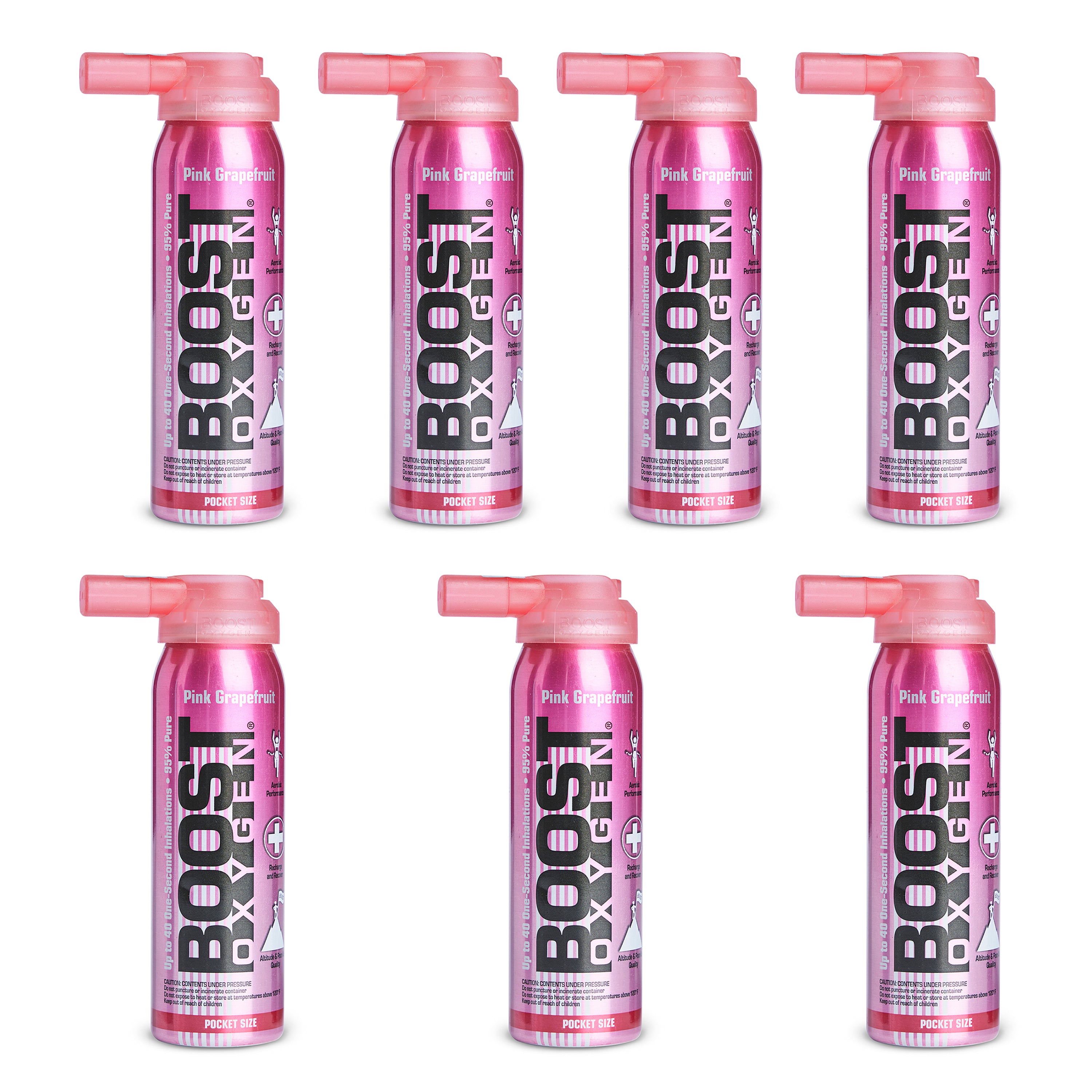 Boost Oxygen Canned 2-Liter Natural Oxygen Canister, Pink Grapefruit (7 Pack)