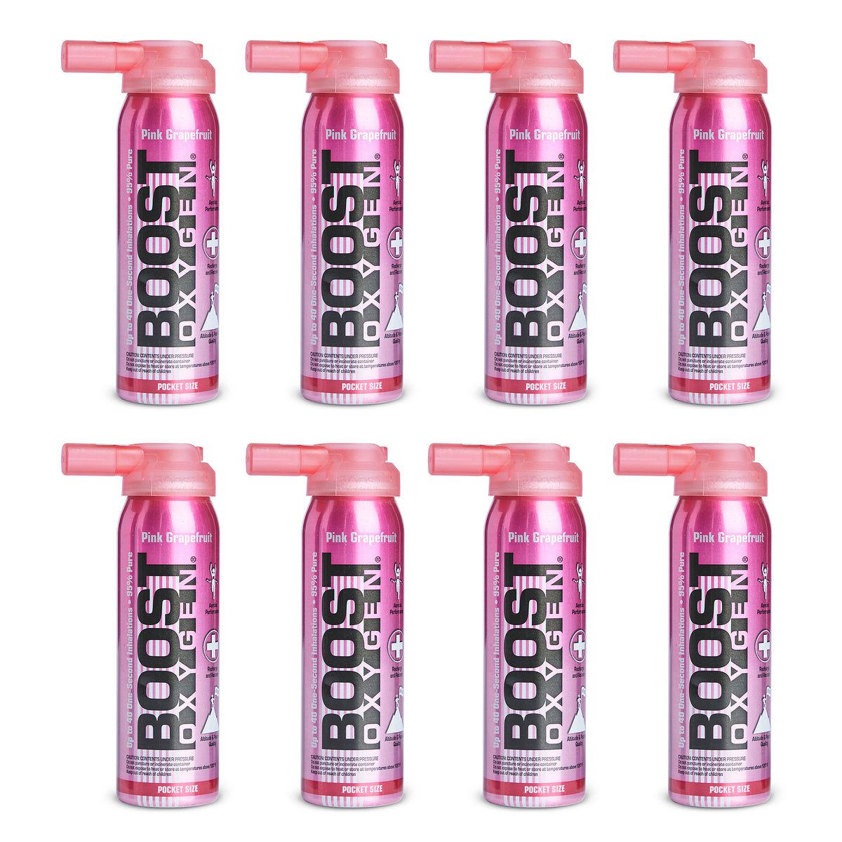 Boost Oxygen Canned 2-Liter Natural Oxygen Canister, Pink Grapefruit (8 Pack)