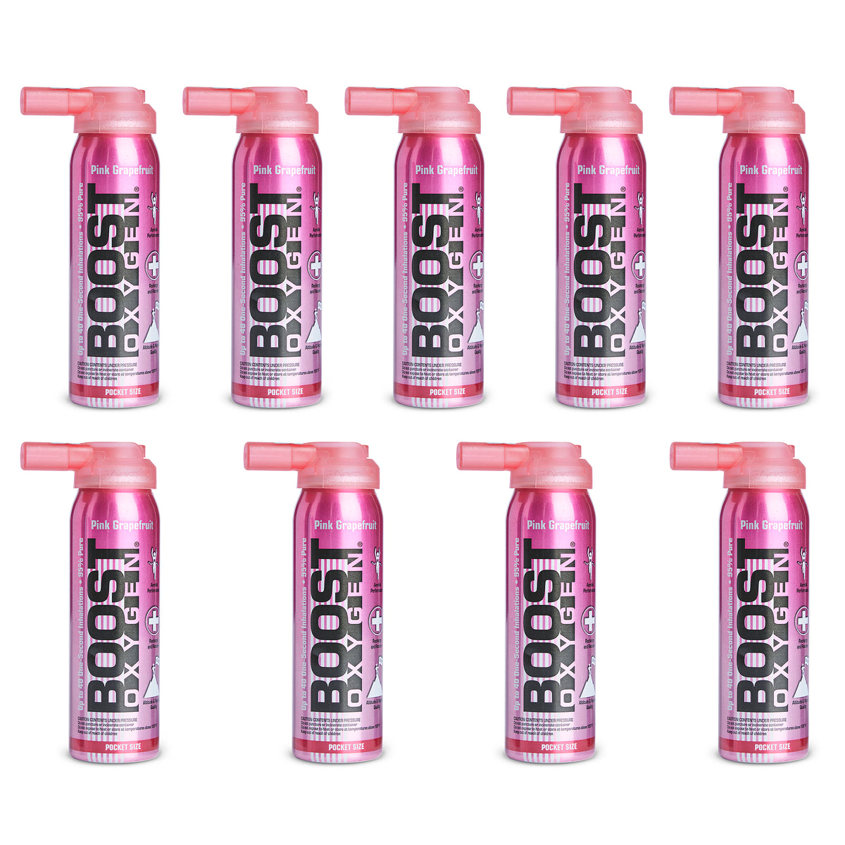 Boost Oxygen Canned 2-Liter Natural Oxygen Canister, Pink Grapefruit (9 Pack)
