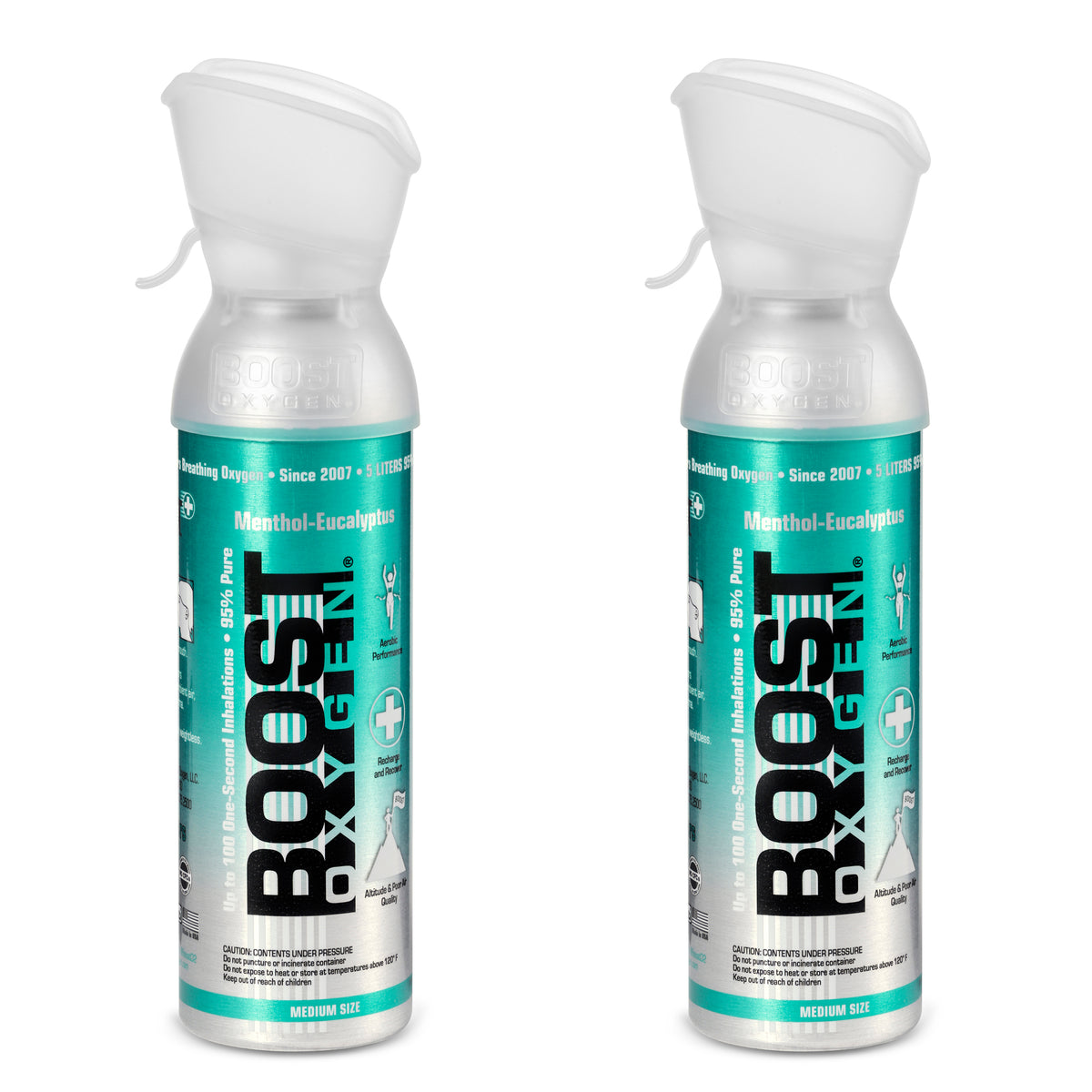 Boost Oxygen Natural Portable 5-Liter Pure Oxygen Canister Menthol (2 Pack)
