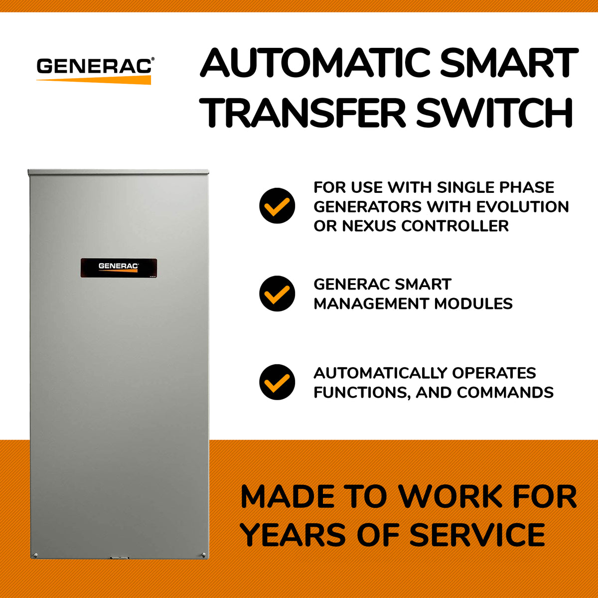 Generac 200 Amp Single Phase Automatic Smart Transfer Switch (Used)