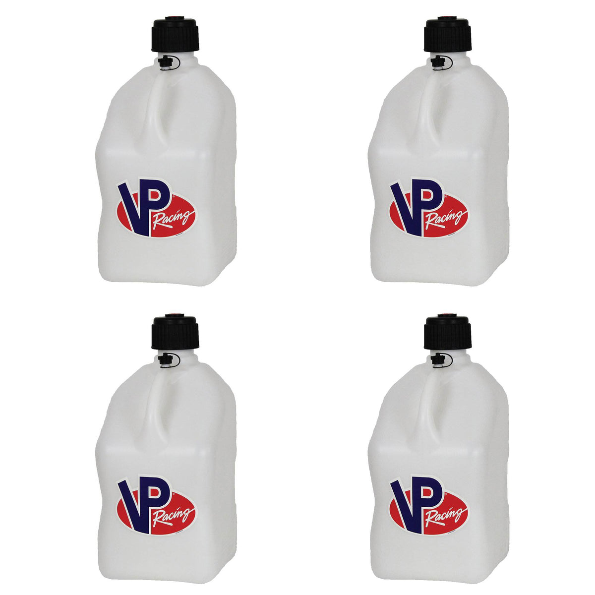 VP Racing 5.5 Gallon Motorsport Racing Utility Jug Gas Cans, White (4 Pack)