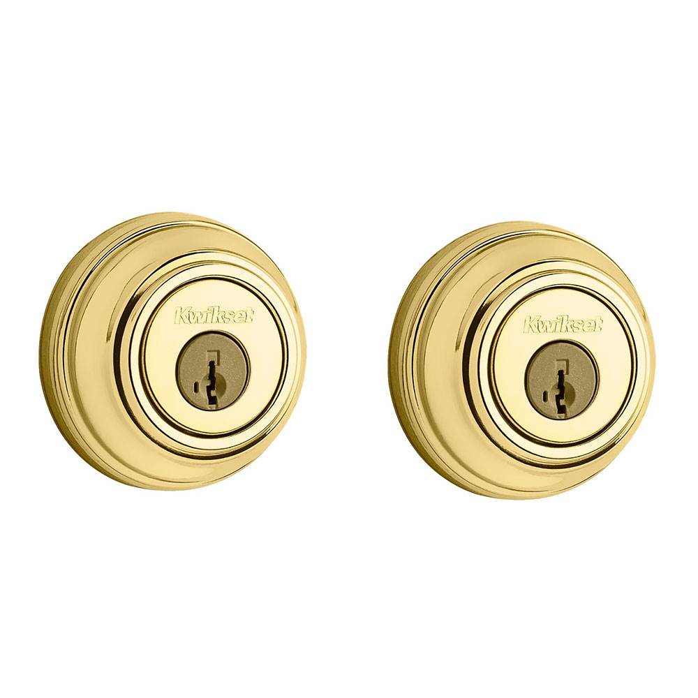 Kwikset 985 980 Series Double Cylinder Keyed Deadbolt, Polished Brass (2 Pack)