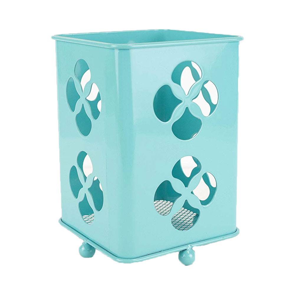 Home Basics Steel Kitchen Silverware And Cutlery Holder, Turquoise (Open Box)