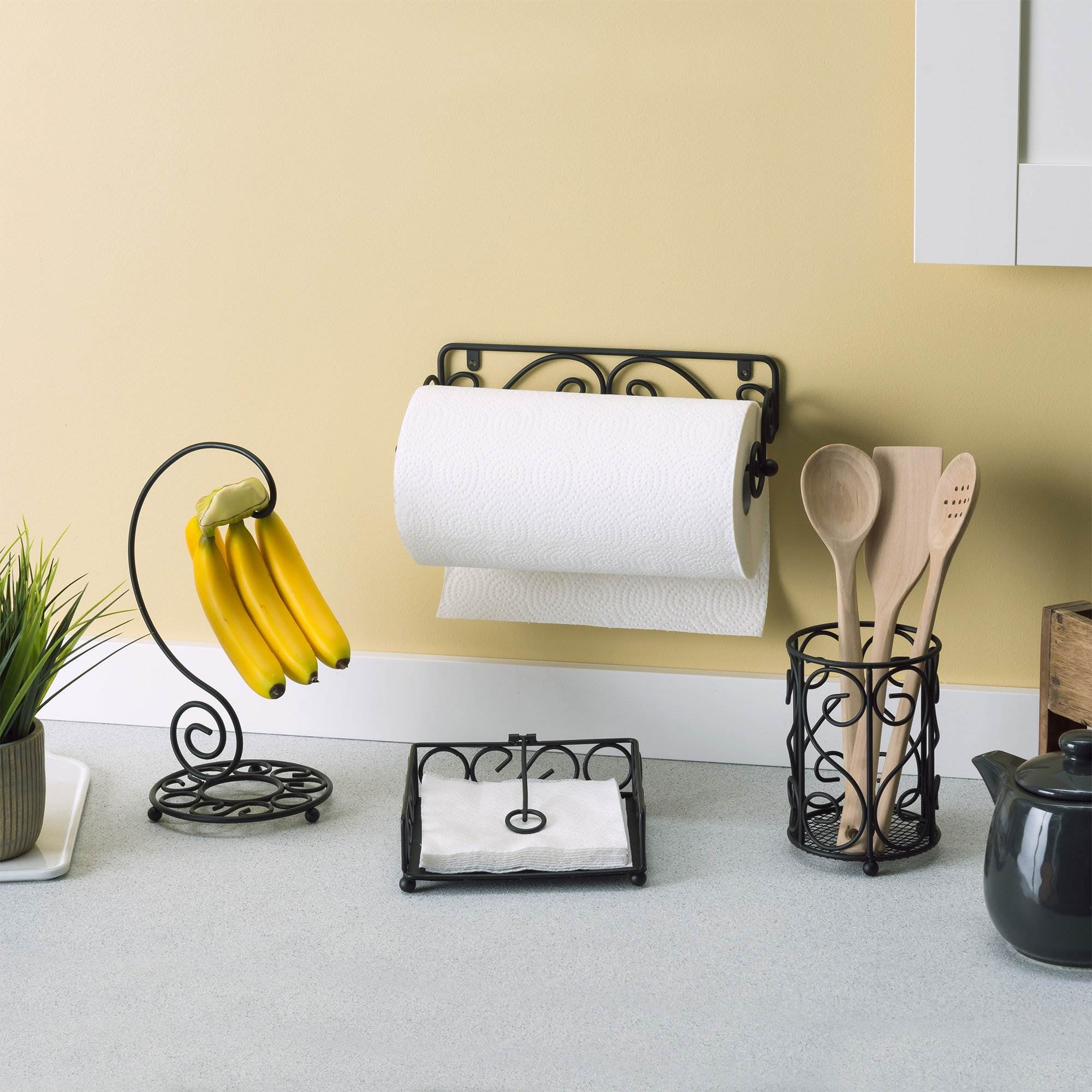 Home Basics Scroll Collection Sturdy Steel Tree Banana Holder Hook (Open Box)
