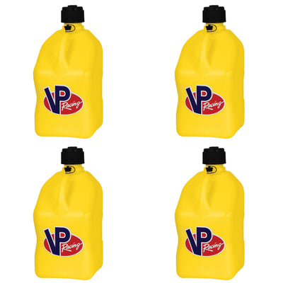 VP Racing Motorsport 5.5 Gal Square Plastic Utility Jugs, Yellow (4 Pack)