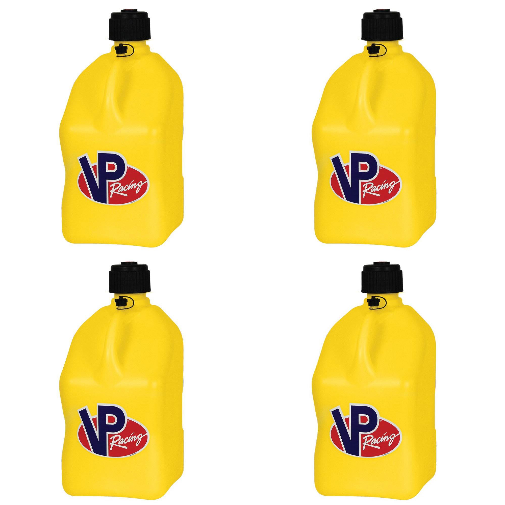 VP Racing Motorsport 5.5 Gal Square Plastic Utility Jugs, Yellow (4 Pack)