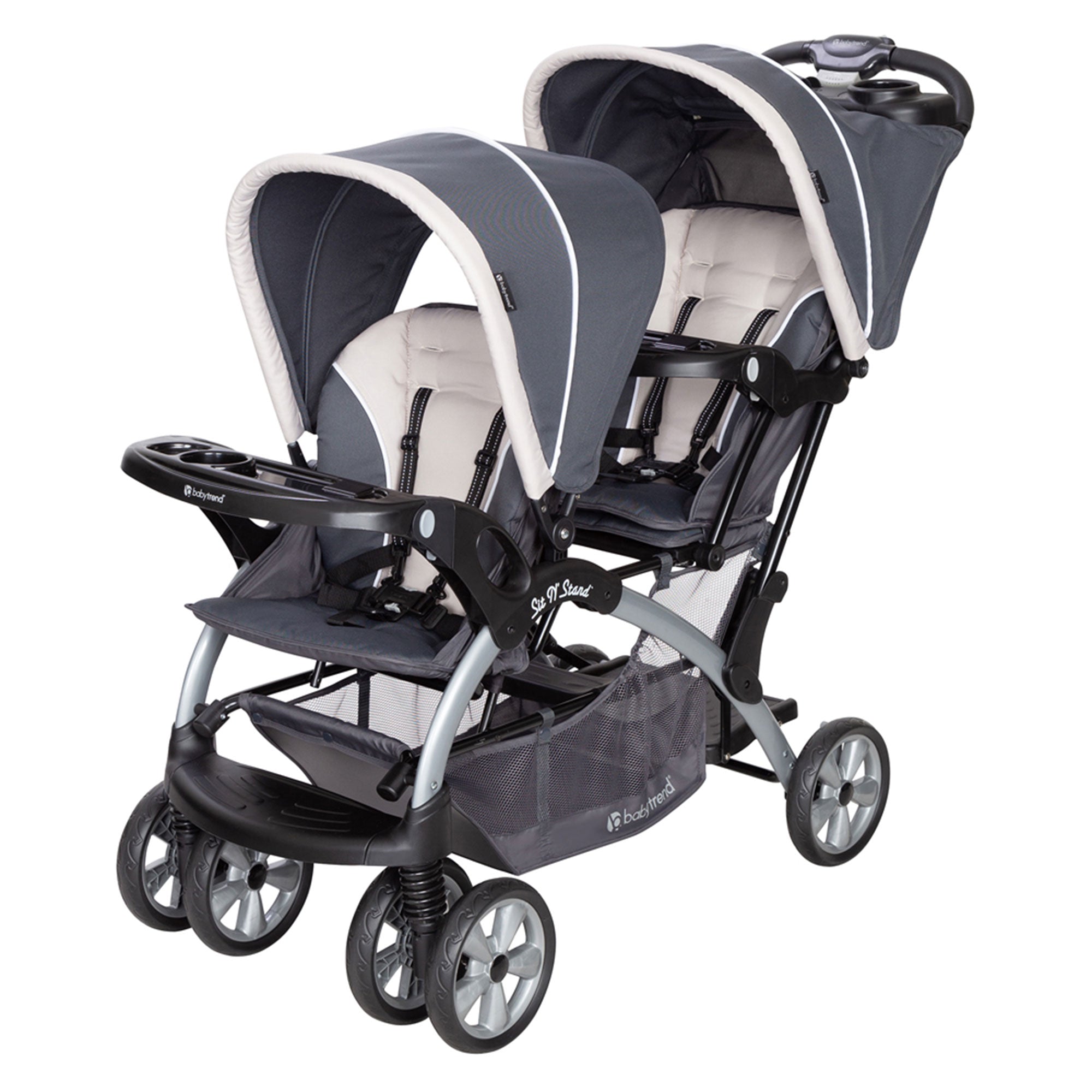 Baby Trend Sit N' Stand Easy Fold Travel Toddler/Baby Double Stroller, Magnolia - VMInnovations