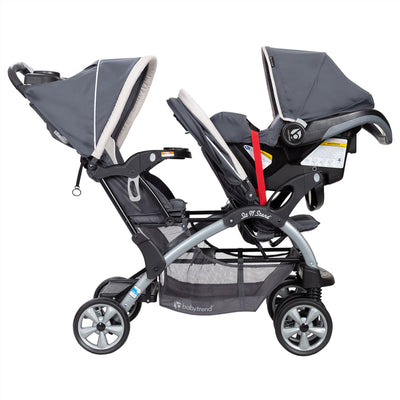 Baby Trend Sit N' Stand Easy Fold Travel Toddler/Baby Double Stroller, Magnolia - VMInnovations