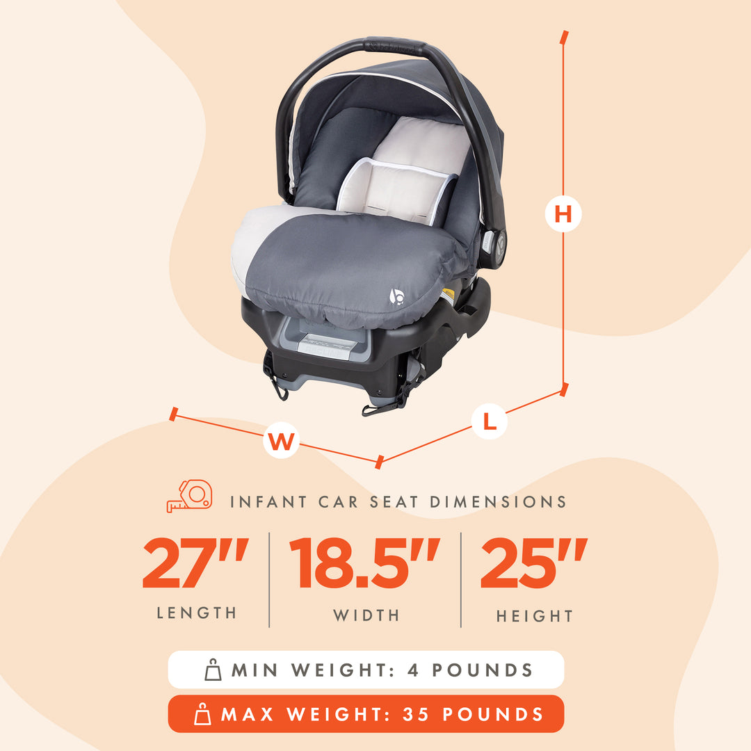 Baby Trend Ally Newborn Baby Infant Car Seat Travel System w/Cover,Gray Magnolia - VMInnovations