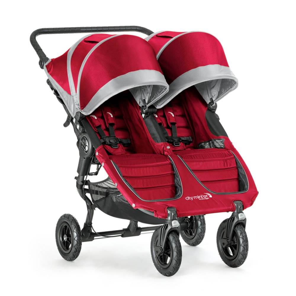 Baby Jogger City Mini GT Double Stroller with All Terrain Wheels, Crimson/Gray