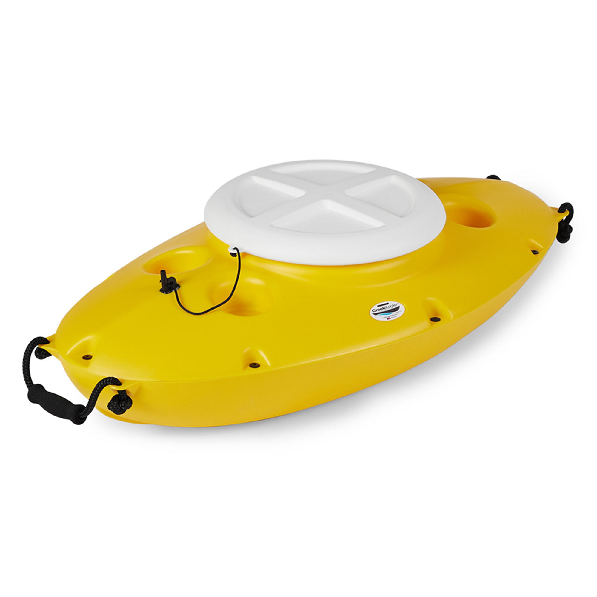 CreekKooler 30 Qt Floating Insulated Beverage Cooler Pull Behind Kayak, Yellow - VMInnovations