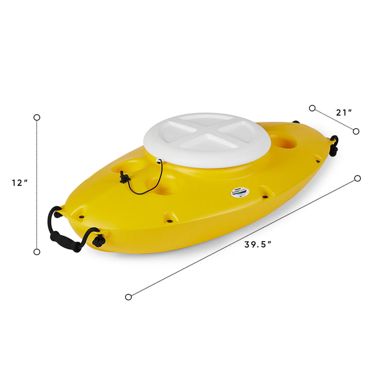 CreekKooler 30 Qt Floating Insulated Beverage Cooler Pull Behind Kayak, Yellow
