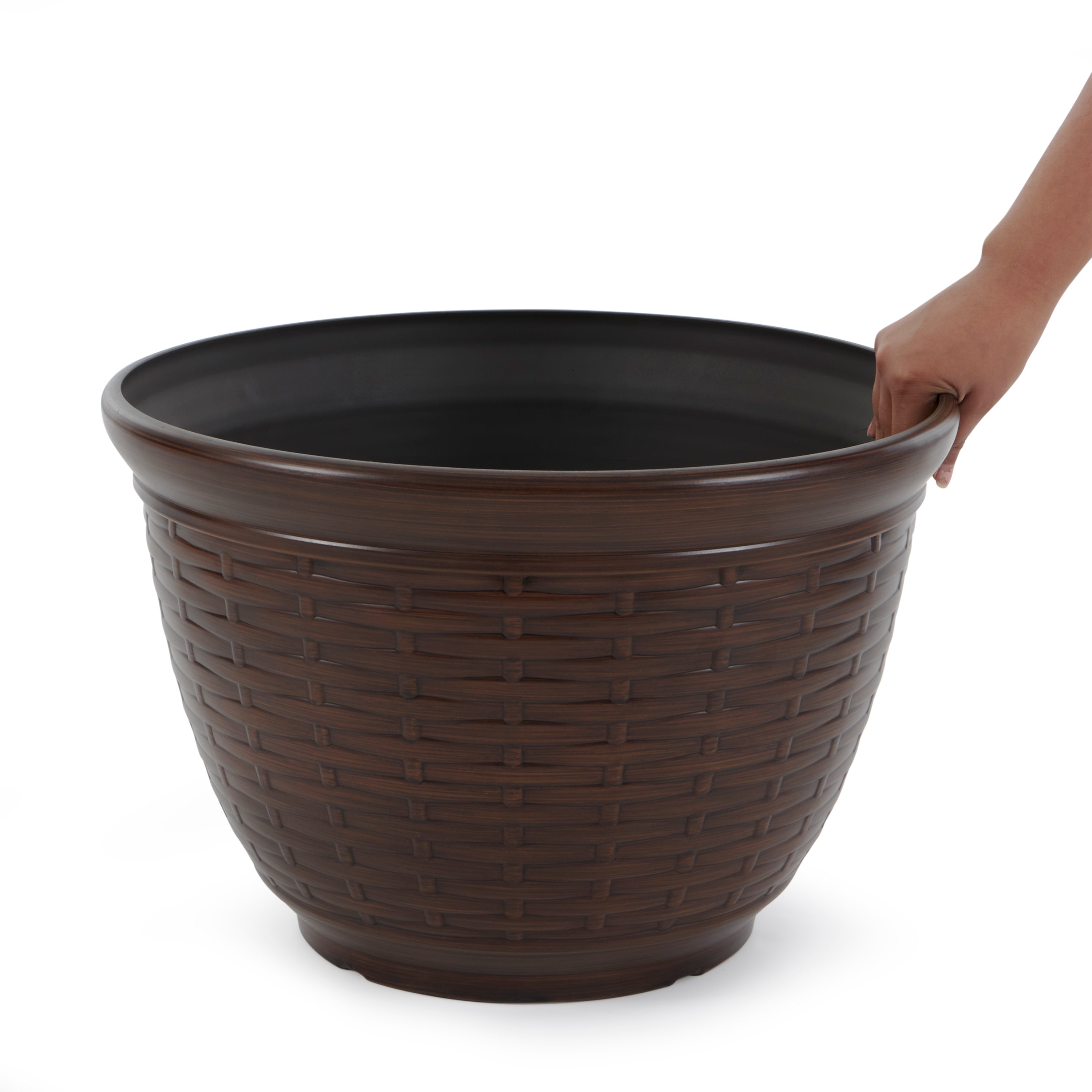 Liberty Garden 100 Foot Wicker Water Hose Storage Pot, Bronze (Open Box) - VMInnovations