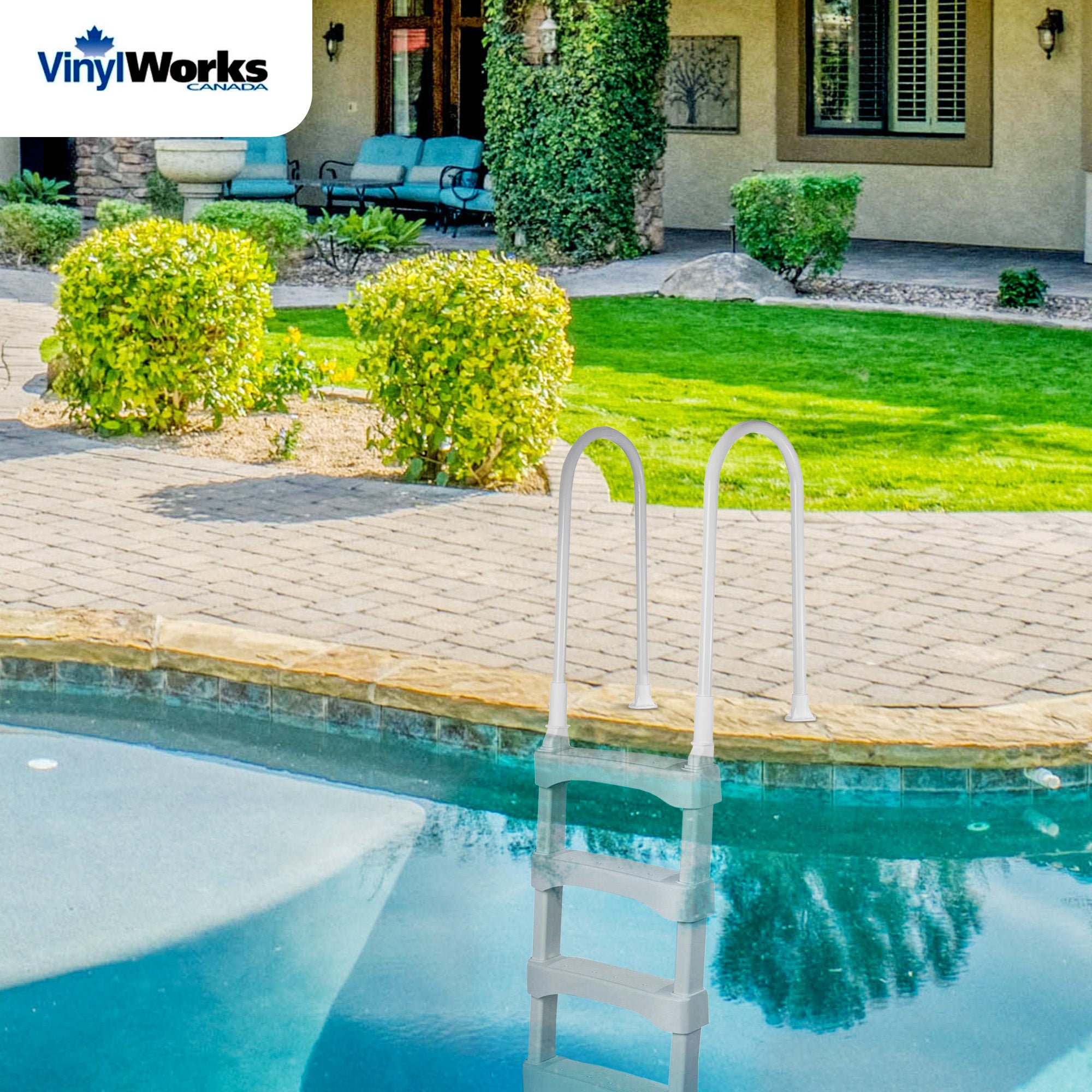 Vinyl Works SLD2 Resin 60 Inch Above Ground Pool Step Ladder, White (For Parts) - VMInnovations