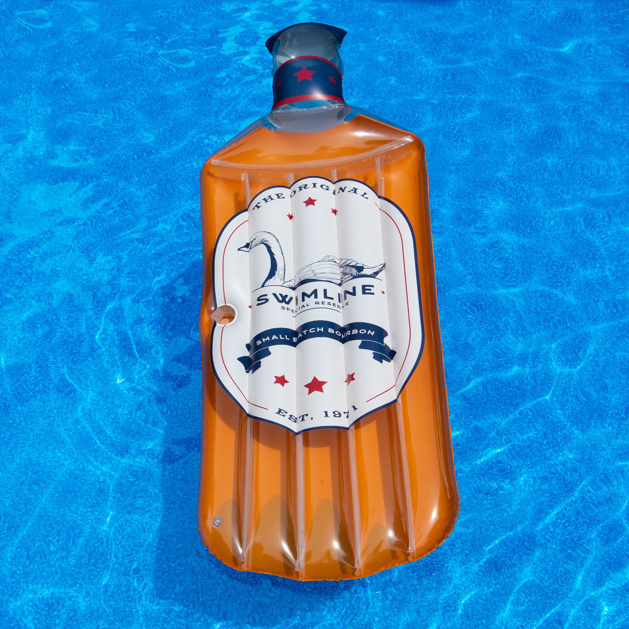 Swimline 90657 The Bourbon Float Inflatable Vinyl Bottle Shaped Pool Lake Raft - VMInnovations