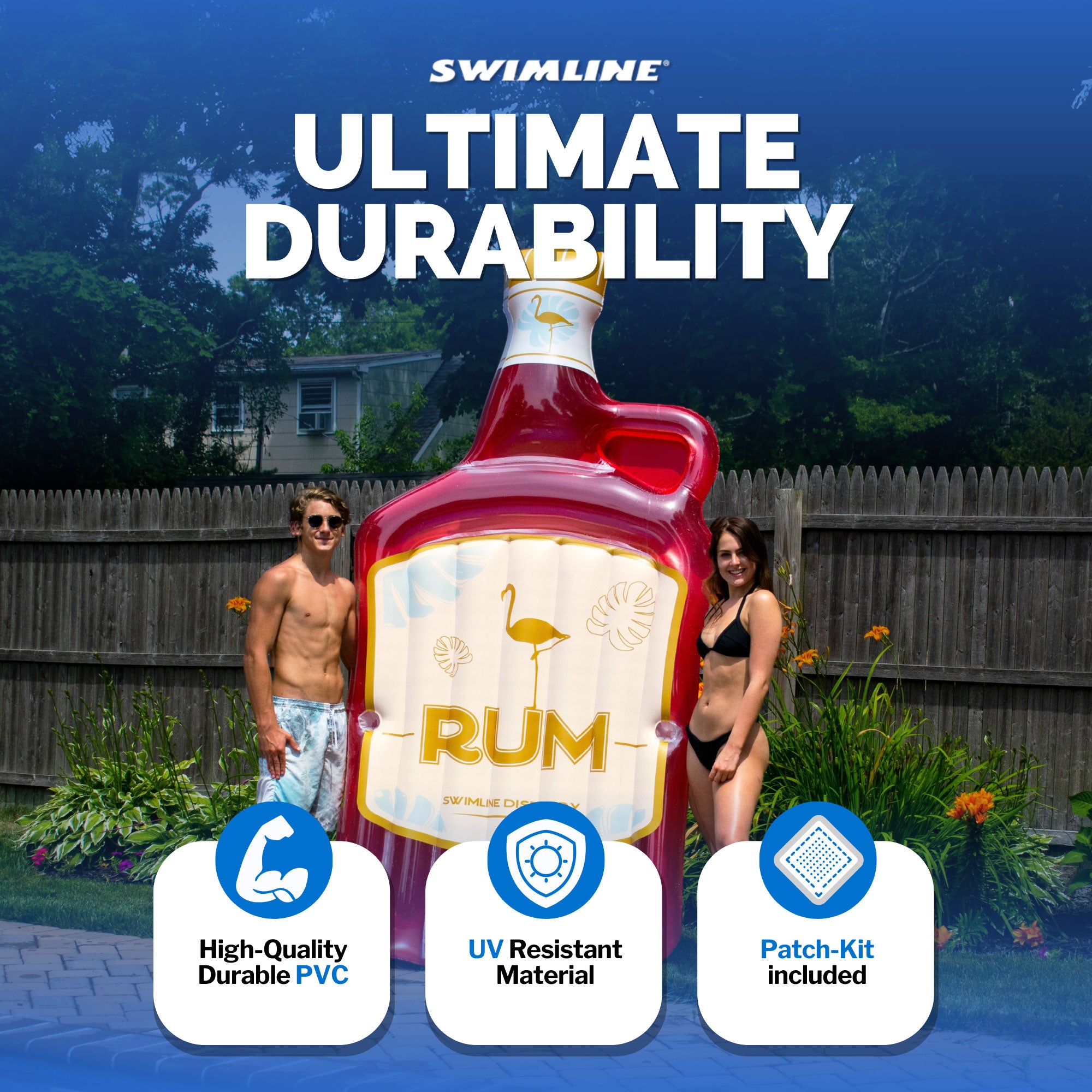 Swimline 90658 The Rumrunner Island 2 Person Inflatable Vinyl Pool Lake Raft - VMInnovations