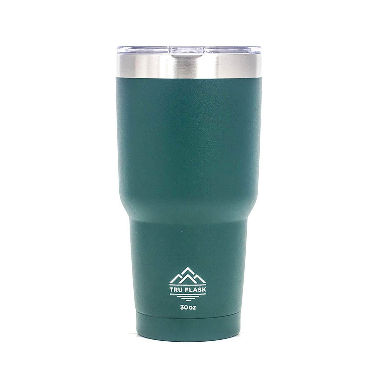 TruFlask Double Vacuum Insulated 30 oz Stainless Steel Travel Tumbler, Green