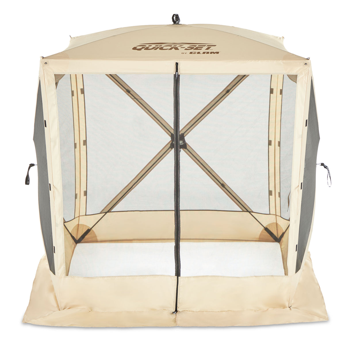CLAM Quick-Set Traveler 6 x 6 Ft Portable Outdoor 4 Sided Canopy Shelter, Tan (Refurbished)