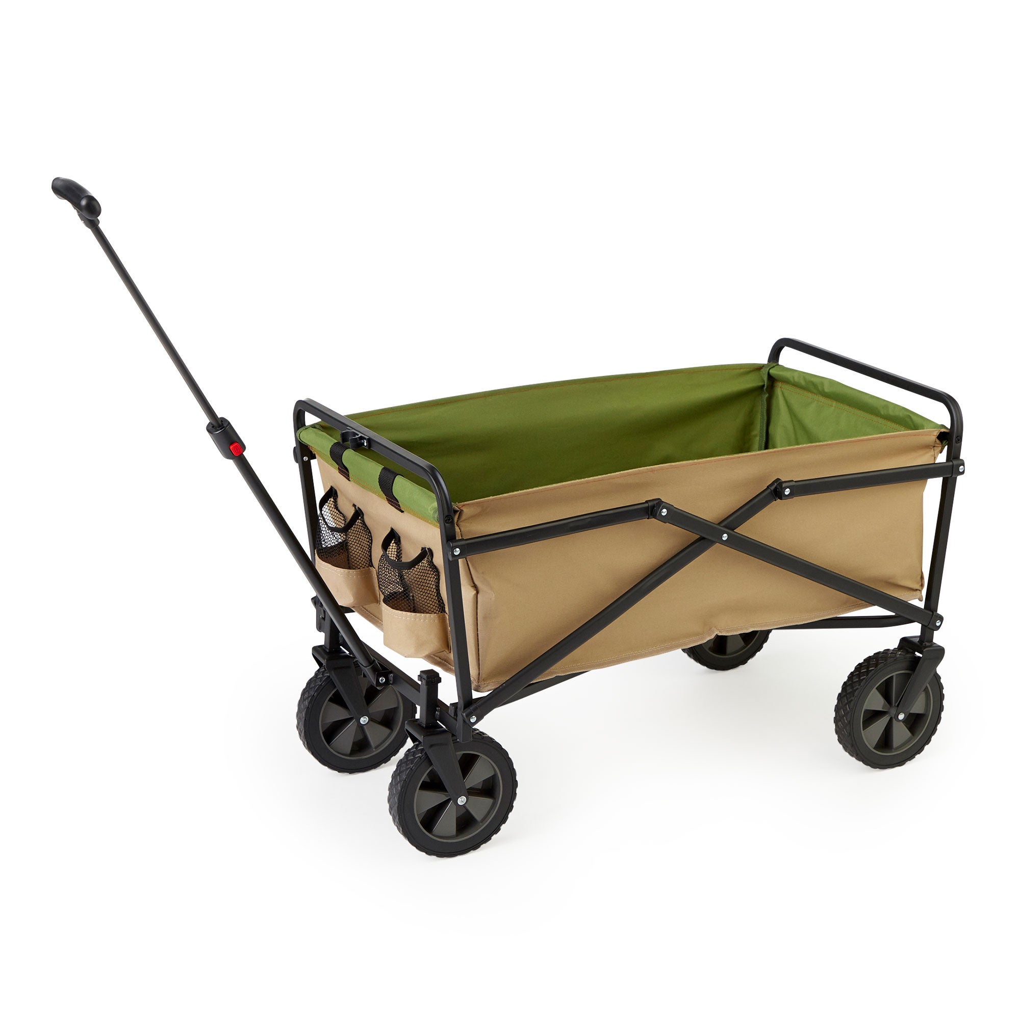 Seina 150lb Capacity Collapsible Steel Outdoor Utility Wagon Cart, Khaki/Green - VMInnovations