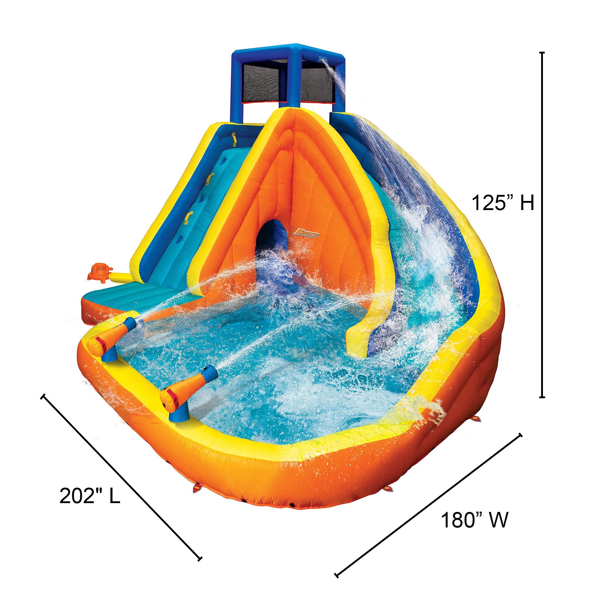Banzai Sidewinder Falls Inflatable Water Park Pool with Slide and Water Cannons