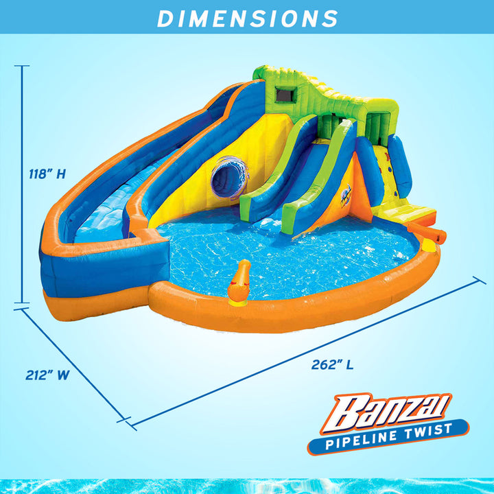 Banzai Pipeline Twist Kids Inflatable Water Pool Aqua Park and Slides (Open Box) - VMInnovations