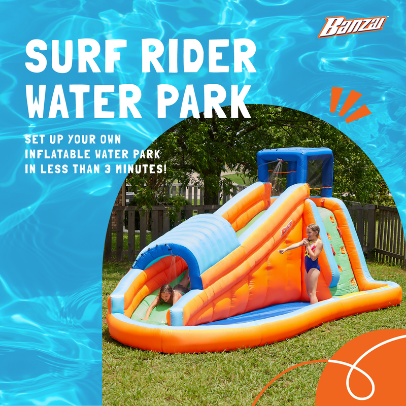 Banzai Surf Rider Kids Inflatable Outdoor Backyard Aqua Water Slide Splash Park - VMInnovations