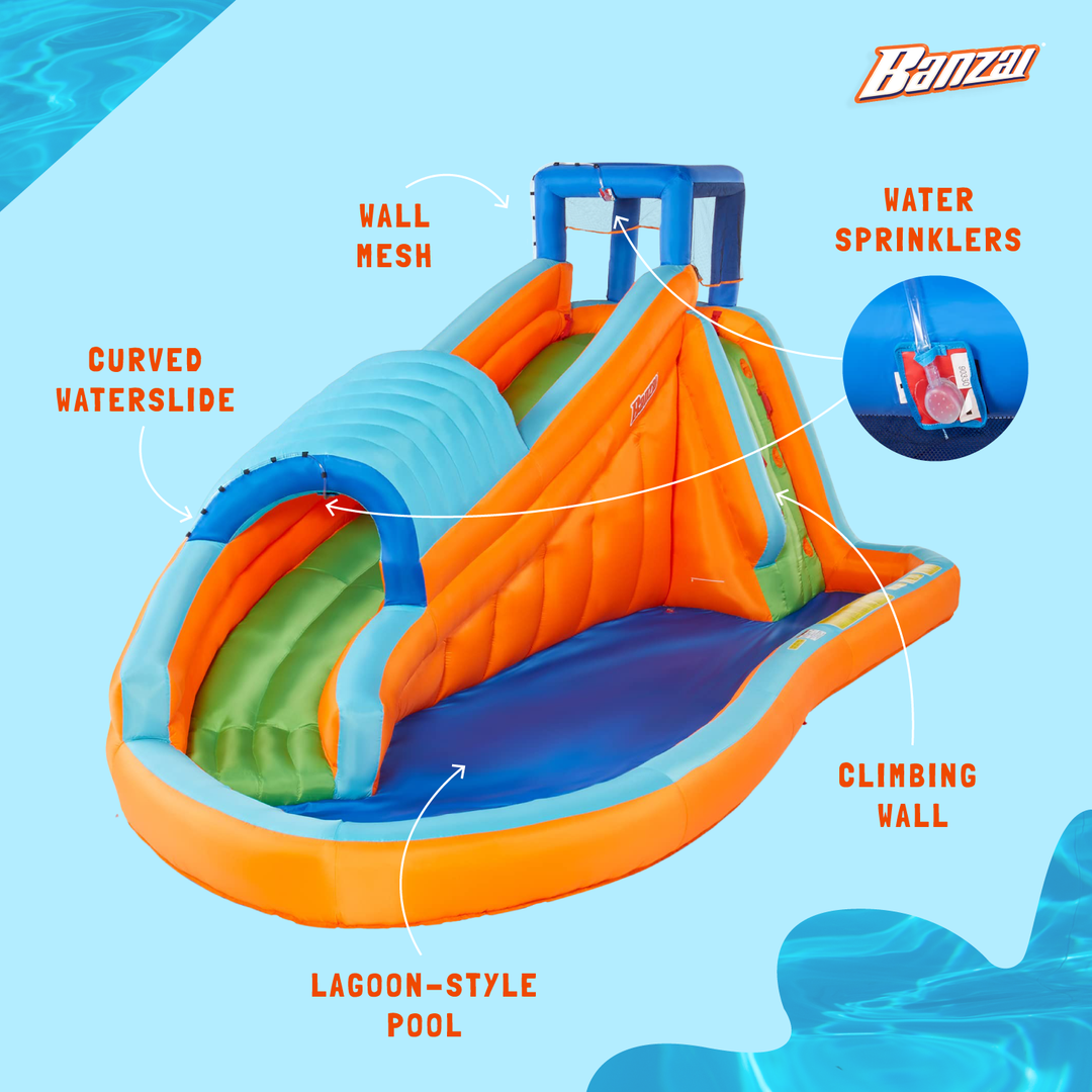 Banzai Surf Rider Kids Inflatable Outdoor Backyard Aqua Water Slide Splash Park - VMInnovations