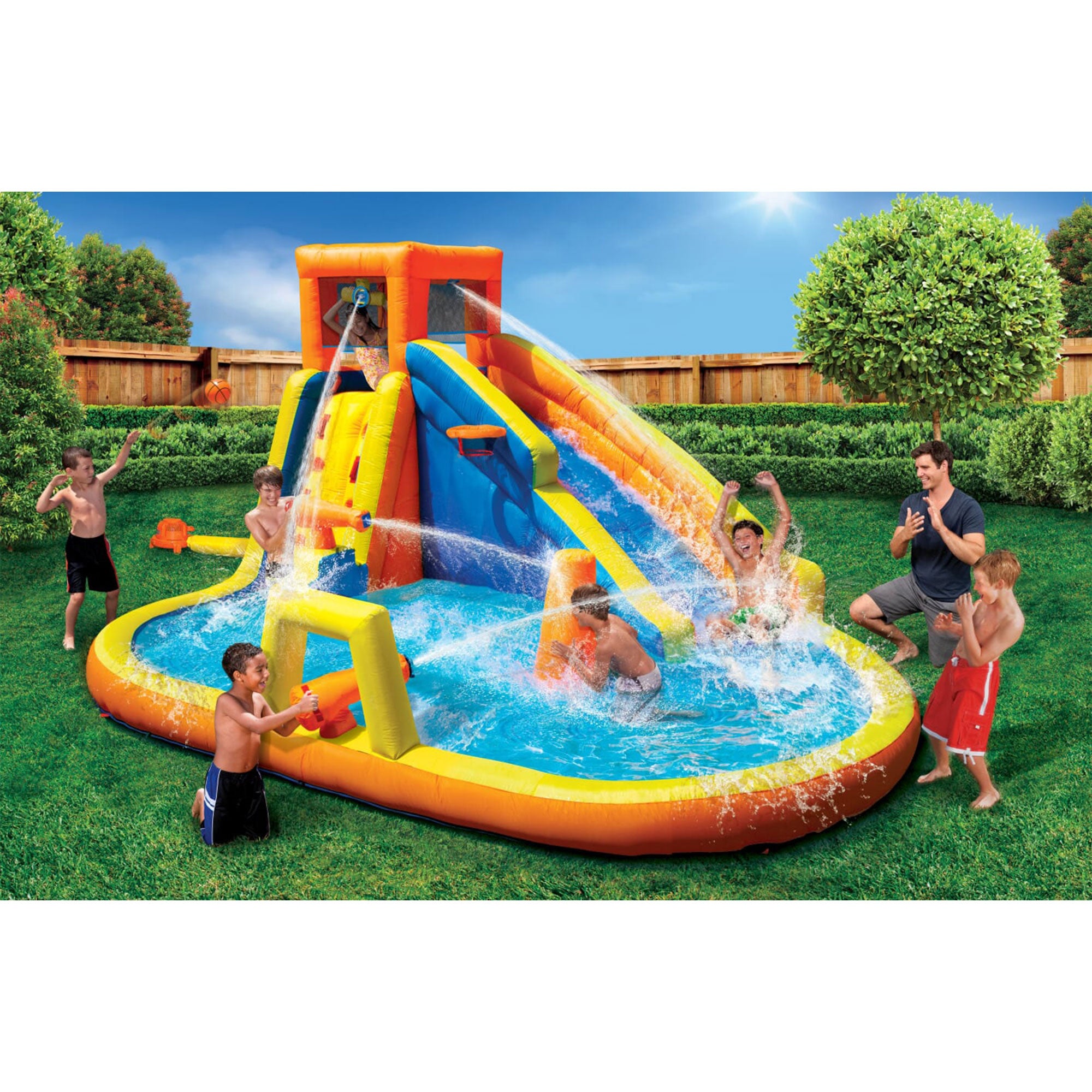 Banzai Inflatable Battle Blast Adventure Park with Motor and Battle Bop Combo - VMInnovations