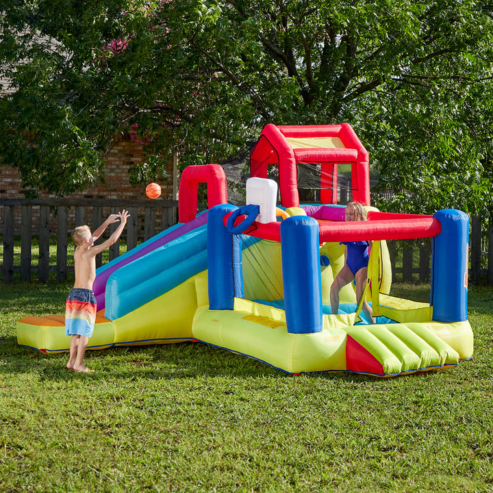 Banzai Outdoor Bounce House with Slide, Climbing Wall and 2 Sports Activities - VMInnovations