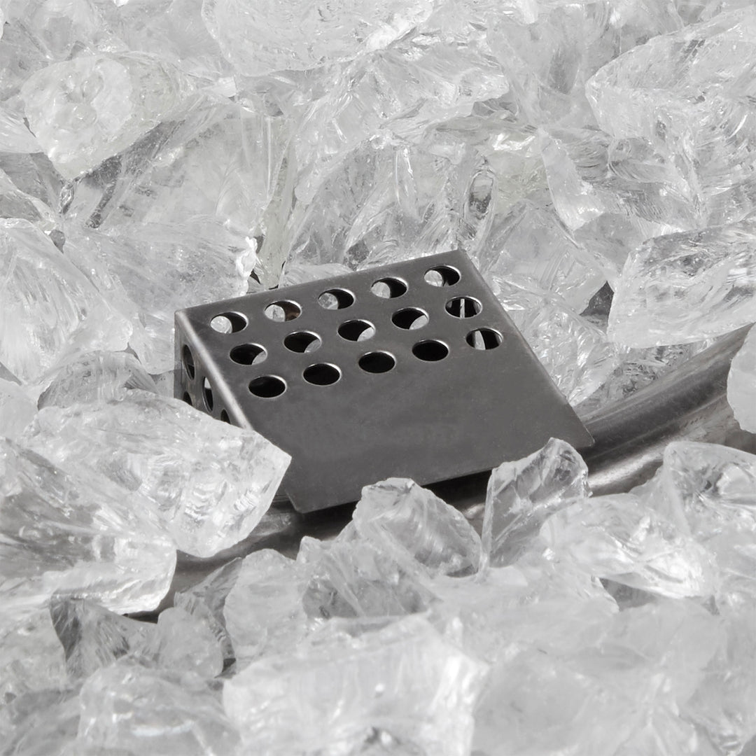 Endless Summer Outdoor Fire Pit Table with Faux Marble Finish, White Glass - VMInnovations