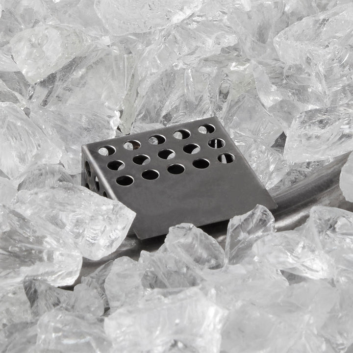 Endless Summer Outdoor Fire Pit Table with Faux Marble Finish, White Glass - VMInnovations