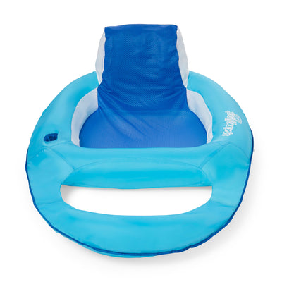 SwimWays Spring Float Inflatable Recliner Pool Lounger, Light/Dark Blue