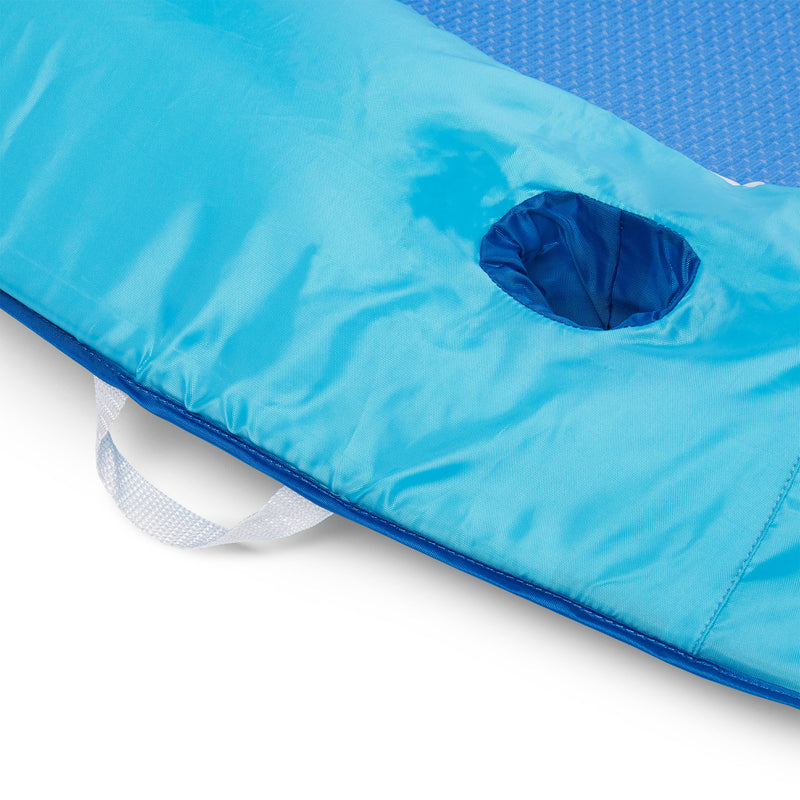 SwimWays Spring Float Inflatable Recliner Pool Lounger, Light/Dark Blue