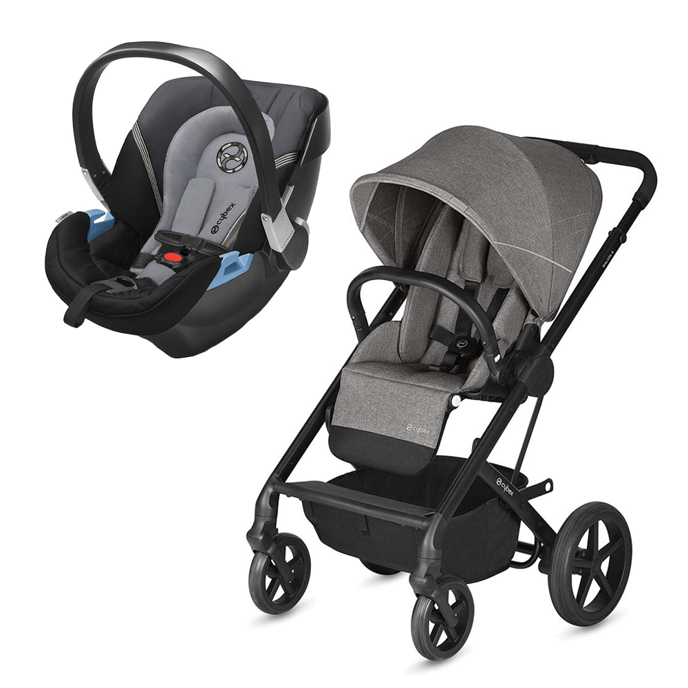 Cybex Balios S Convertible Carseat Pushchair Pram, Gray & Aton 2 Infant Car Seat