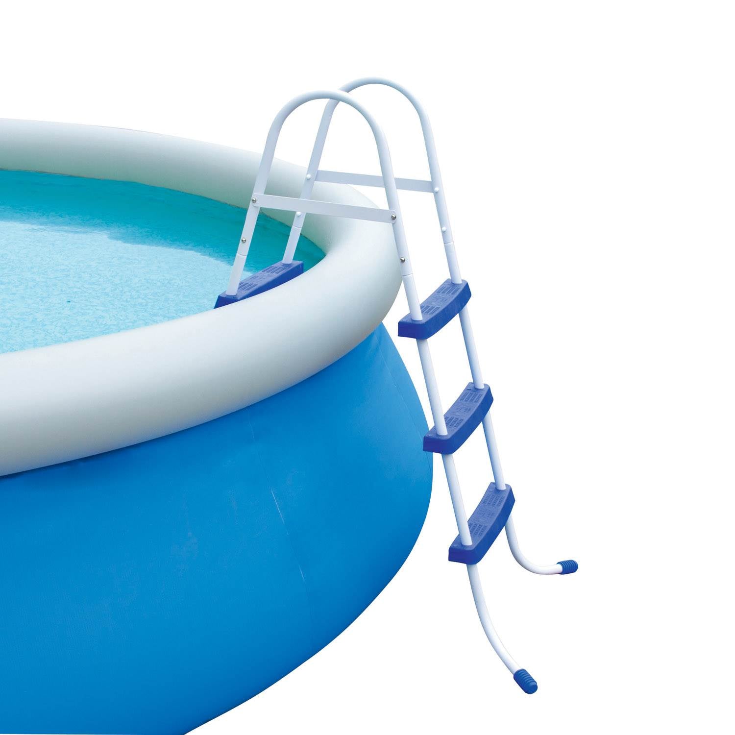 Bestway 36" Steel Above Ground Pool Ladder & 12' Round Frame Easy Set Cover