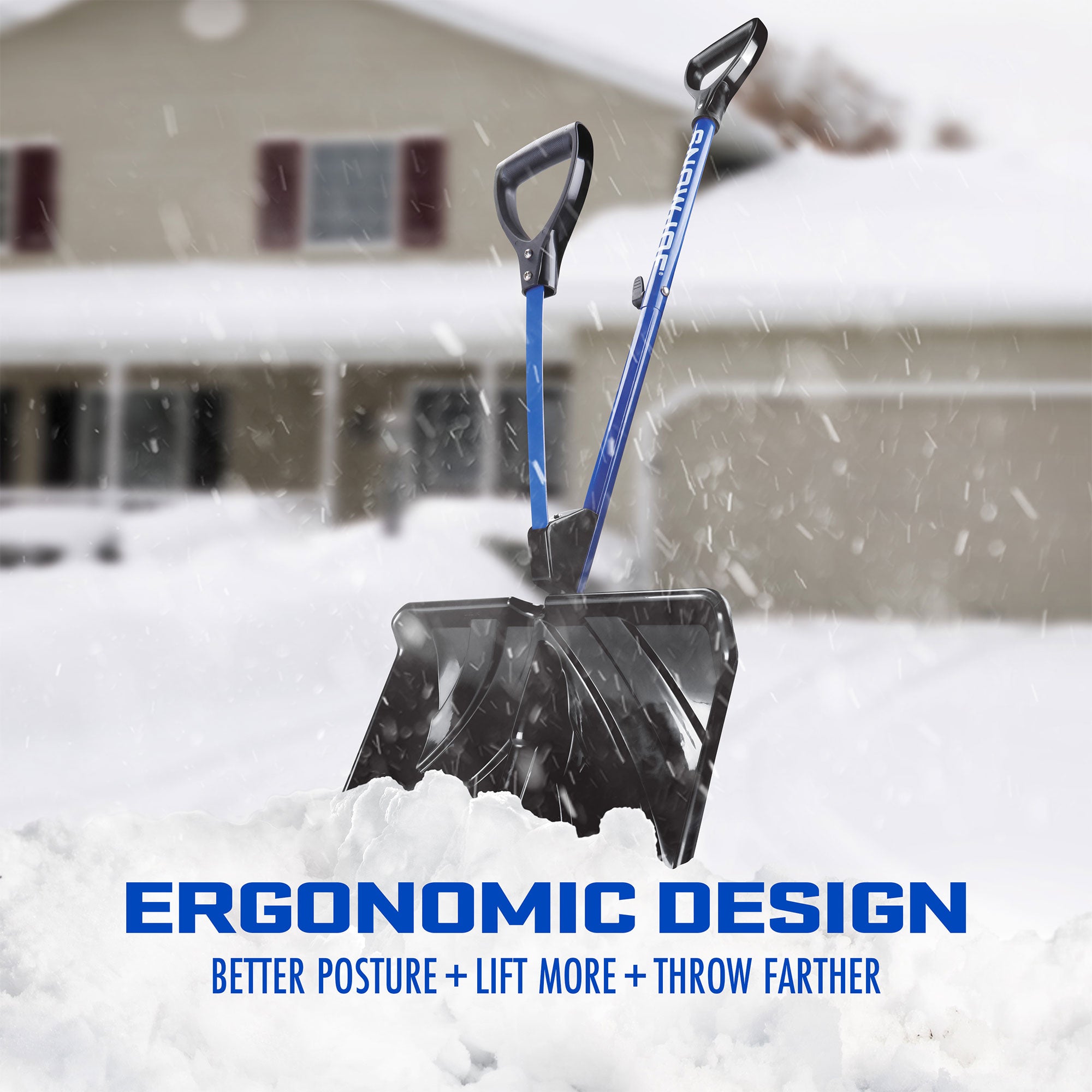 Snow Joe Shovelution Snow Shovel with Blue Heat Ice Melt Pellets, 50 Pounds