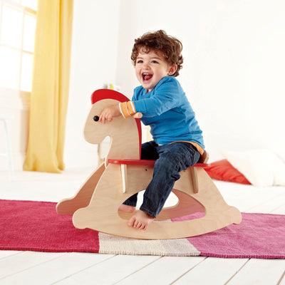 Hape Rock and Ride Kids Wooden Toy Rocking Horse w/ Handles for Toddler (2 Pack)