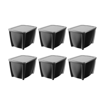 Life Story 20 Gallon Plastic Stackable Storage Unit Container, Black (6 Pack)